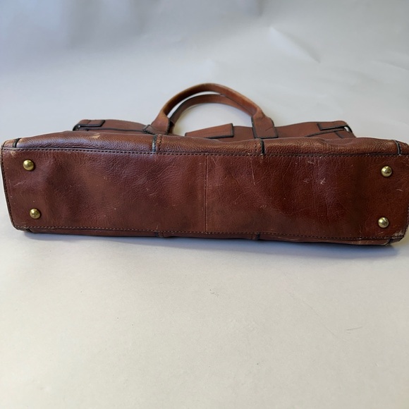 Fossil large leather weekender tote bag dark brown - Picture 3 of 12